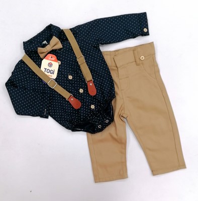 GÖMLEKLİ PANTOLON ASKILI KETEN TAKIM 6,12,18,24 AY